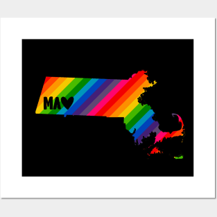 USA States: Massachusetts (rainbow) Posters and Art